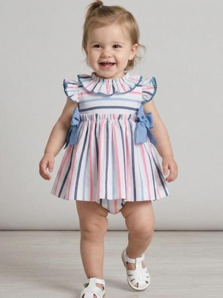 Miranda Vestido Bebe Rayas Volante Cuello y Lazadas "Peonía" 0144/V [0]