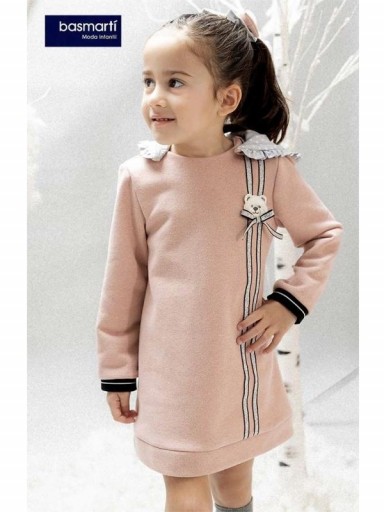 Basmarti Vestido Infantil Sudadera Rosa Osito Lazada Capucha topos "El Louvre" 25592 [1]