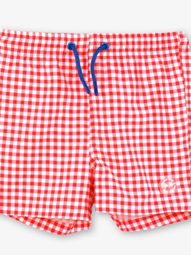 Miranda Conjunto Infantil Niño Camiseta m/c Blanca Cerezas Bañador Estampado Cuadro Vichy Rojo "Melisa" 0817/2B [1]
