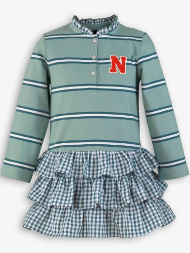 Miranda Vestido Infantil Cuerpo Polo Falda Volantes Verde 1410/V [2]