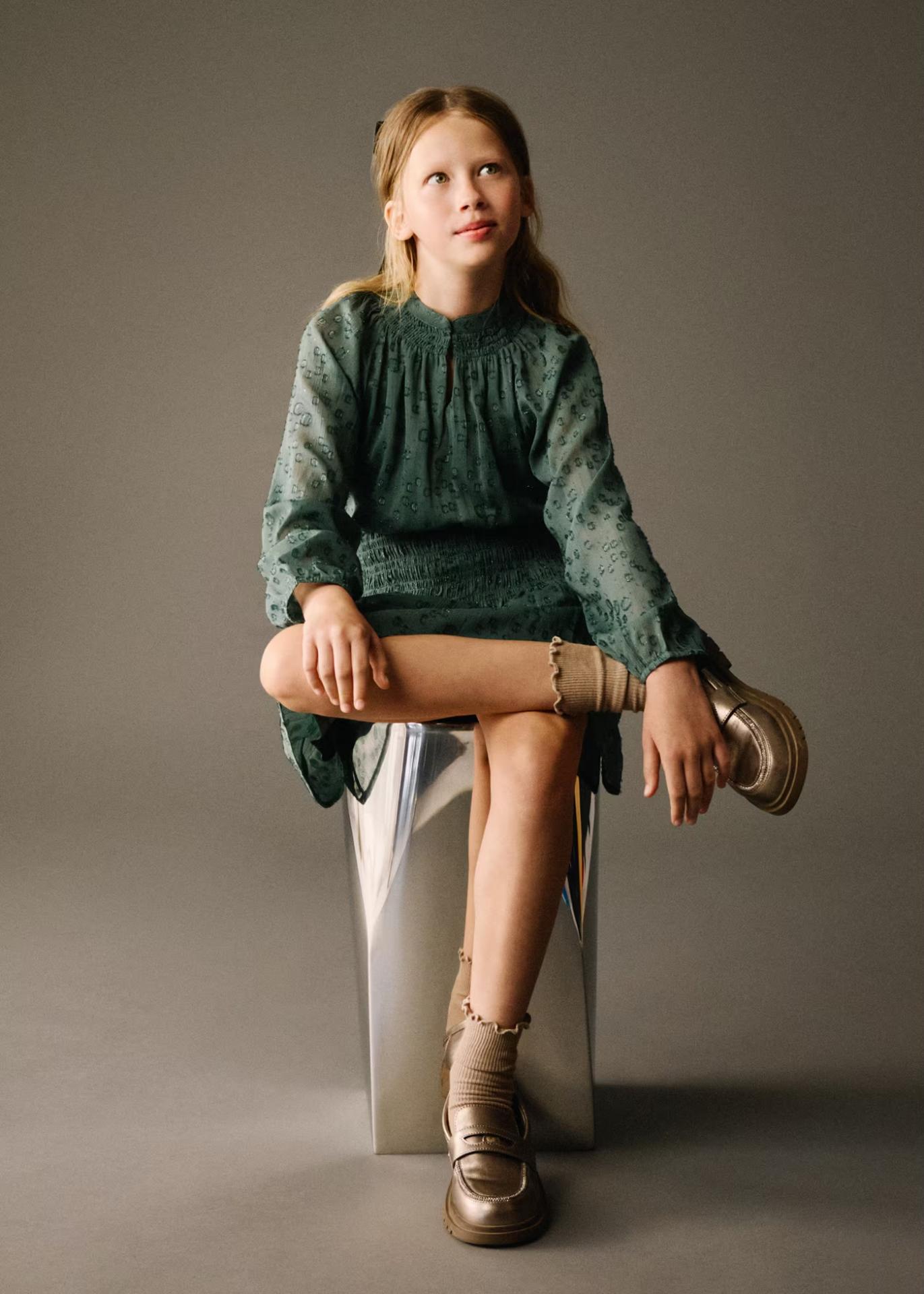 Mayoral Vestido Gasa Lurex 15-07909-055 Eucalipto