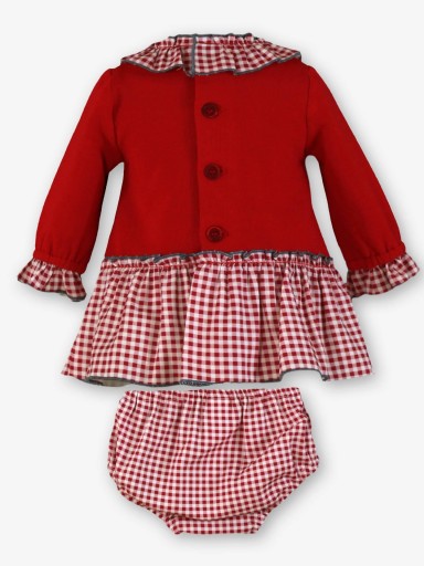Miranda Vestido Bebe con braguita Cuerpo Rojo Falda cuadro Vichy "Chelsea" 0045/VB [1]