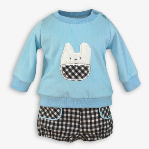 Miranda Conjunto Bebe Niño Sudadera Azul y Pantalón Cuadro Vichy "Blossom"  0049/23 [1]