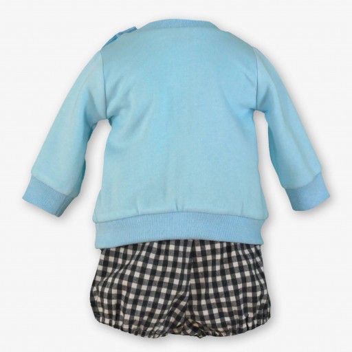 Miranda Conjunto Bebe Niño Sudadera Azul y Pantalón Cuadro Vichy "Blossom"  0049/23 [2]