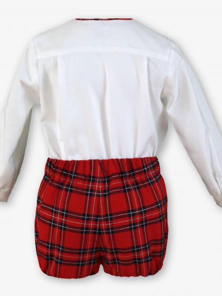 Miranda Conjunto Bebe Niño Camisa Blanca M/C Pantalón Cuadro Escocés "Ginger" 0132/23 [2]