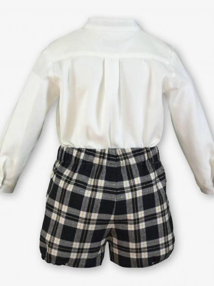 Miranda Conjunto Bebe Niño Camisa Blanca M/C Pantalón Cuadros "Addison" 0144/23 [2]