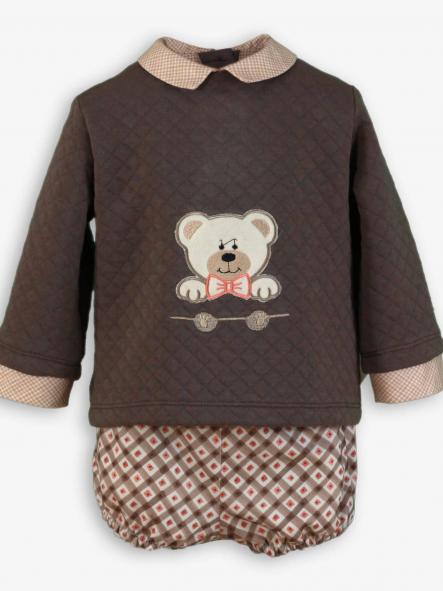 Miranda Conjunto 2 piezas Niño Cloqué Marrón Estampado Geométrico "Cornelia" 0509/23 [1]