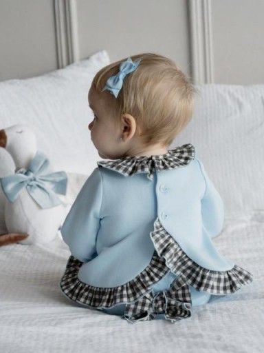 Miranda Vestido Bebe Azul Braguita con Sobrefalda Cuadro Vichy "Blossom" 0048/VB [1]