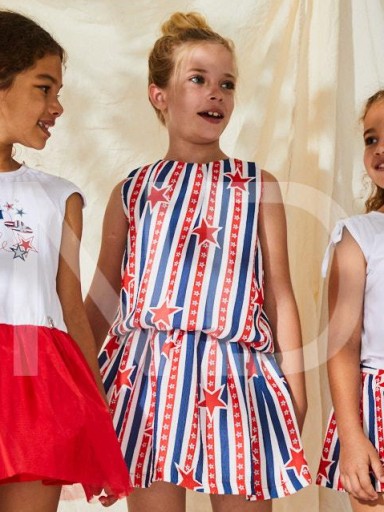 Nekenia Vestido Infantil Rayas Rojo Azul Estrellas Talle Bajo Sin Mangas 23VV02 [4]