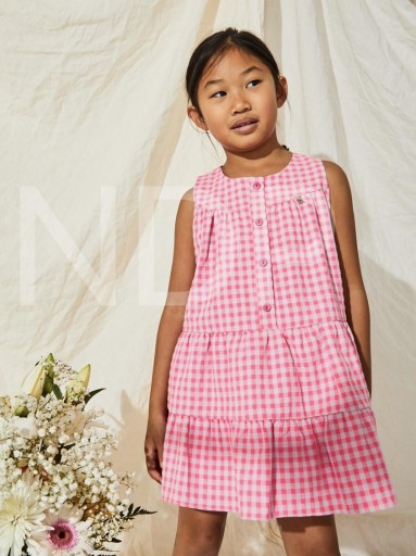 Nekenia Vestido Infantil Cruadros Vichy Fucsia Cierre Botones Sin Mangas 23VV27 [0]