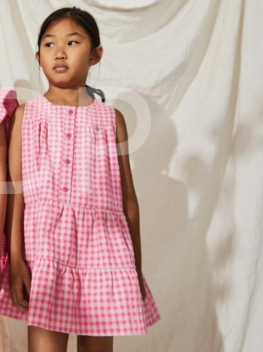 Nekenia Vestido Infantil Cruadros Vichy Fucsia Cierre Botones Sin Mangas 23VV27 [4]