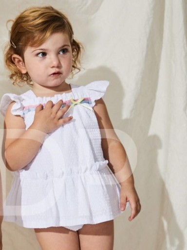 Nekenia Vestido Bebé Blanco Volante con Braguita Vivo Bicolor Lazada 23VC11 [2]