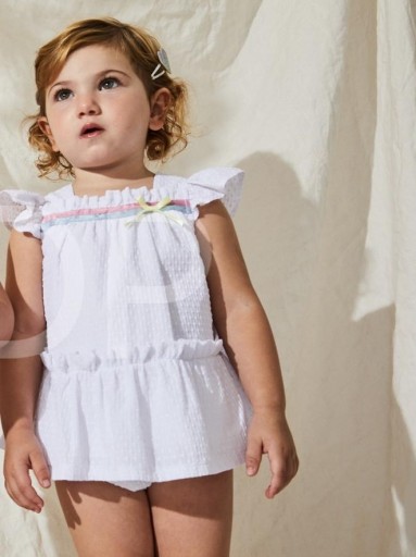 Nekenia Vestido Bebé Blanco Volante con Braguita Vivo Bicolor Lazada 23VC11 [1]