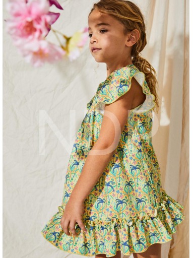 Nekenia Vestido Infantil Estampado Tropical Palmeras Volante Bajo 23VV07 [2]