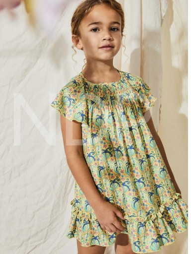 Nekenia Vestido Infantil Estampado Tropical Palmeras Volante Bajo 23VV07 [0]