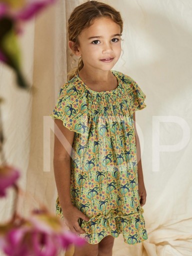 Nekenia Vestido Infantil Estampado Tropical Palmeras Volante Bajo 23VV07 [1]