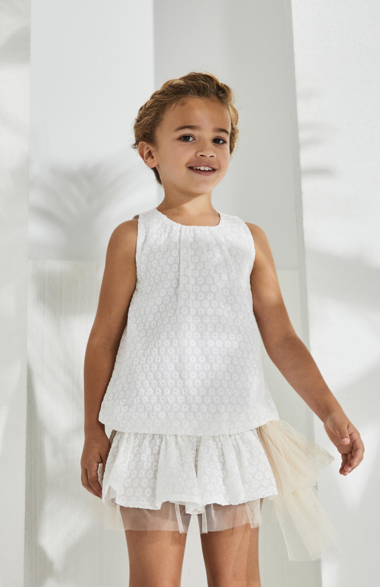 Nekenia Vestido Infantil Blanco Bordado Floral Lazada Tul Beig 2321834