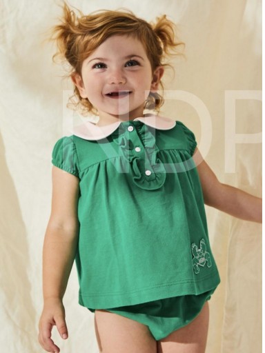 Nekenia Conjunto Bebé Polo Verde Braguita Cuello Bebé Manga Corta 23VC06 [1]