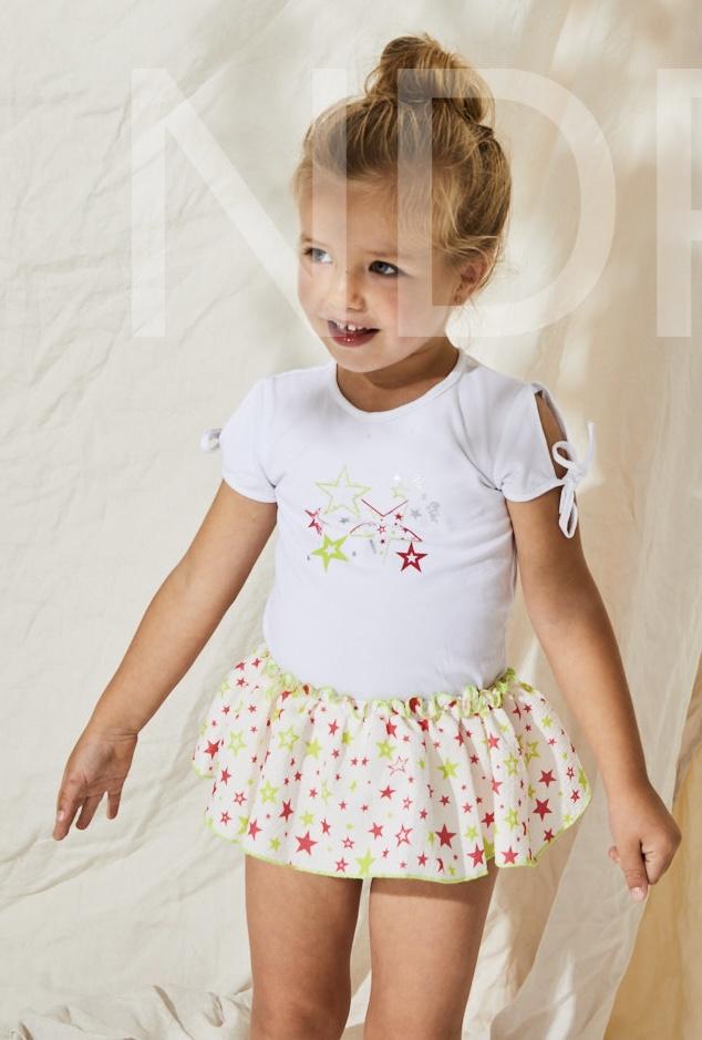 Nekenia Conjunto Bebé Camiseta Estrellas Braguita Estampado Vivp Fluor Volante 23VC23