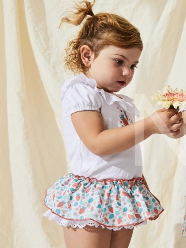 Nekenia Conjunto Bebé Camiseta Fresas Cuello Volante Tira Bordada  Braguita Estampado 23VC26 [1]