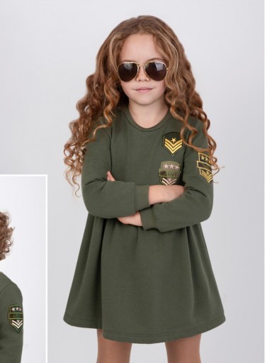  Nekenia Vestido Infantil Felpa Estilo Militar Verde Kaki 25IV06 [1]