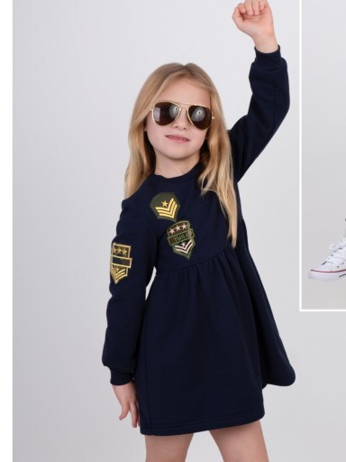  Nekenia Vestido Infantil Insignias Marino Talle Alto 25IV06