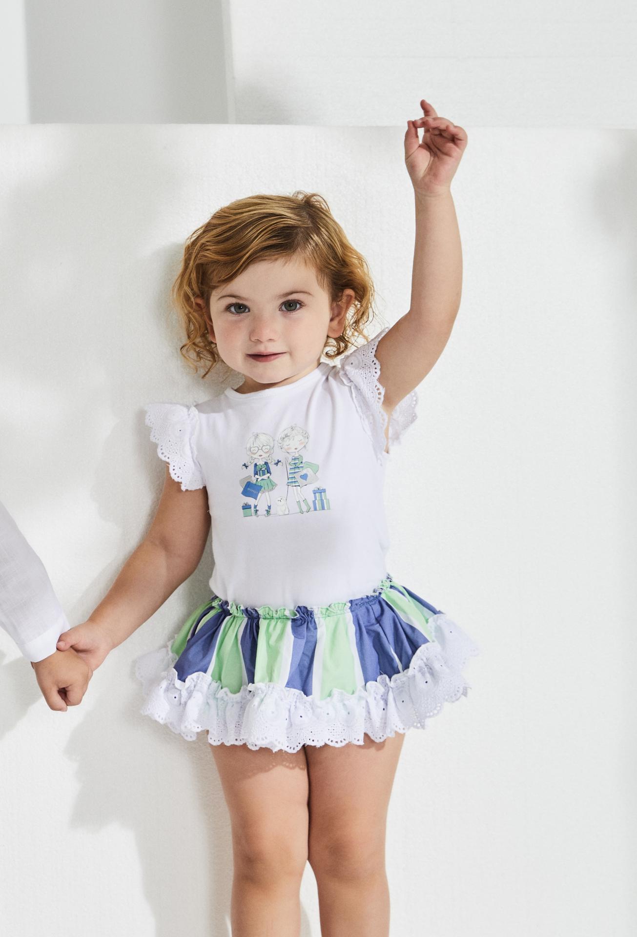 Nekenia Conjunto Bebé Camiseta Braguita Volante Rayas Azul Lima 2321014