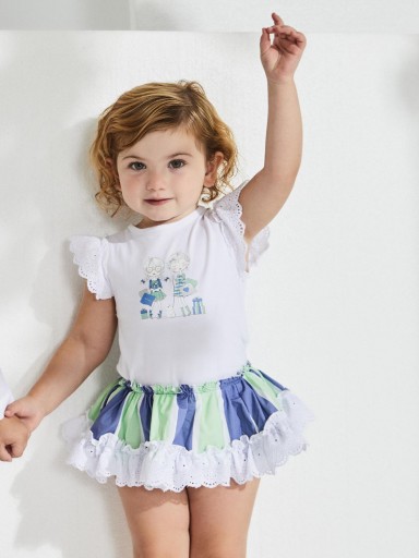 Nekenia Conjunto Bebé Camiseta Braguita Volante Rayas Azul Lima 2321014