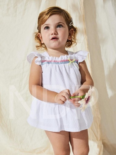 Nekenia Vestido Bebé Blanco Volante con Braguita Vivo Bicolor Lazada 23VC11