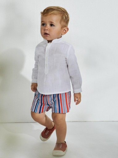 Nekenia Conjunto Niño Camisa Cuello Mao Pantalón Corto Rayas Marineras 2321032
