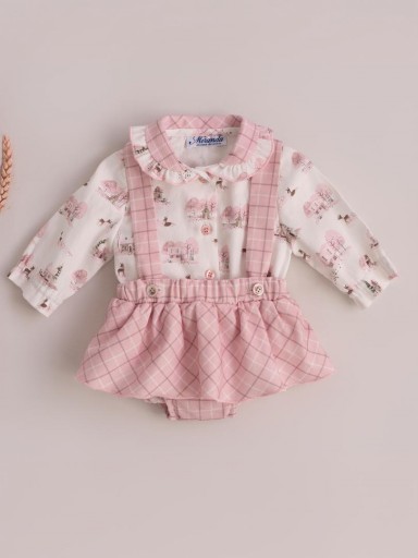 Miranda Conjunto Bebe Falda Cuadros Blusa  Casitas 0024/23  [0]