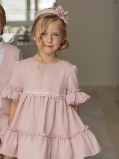 Miranda Vestido Infantil Ceremonia Rosa Pasacintas "Orquidea" 0240/V [5]