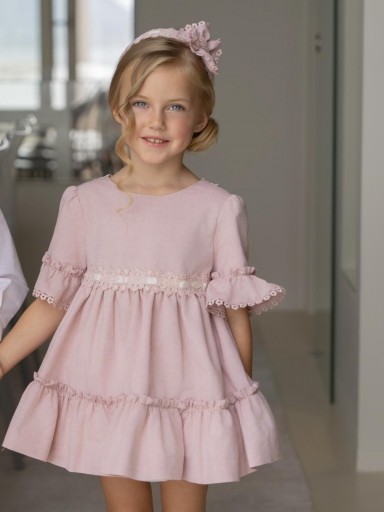 Miranda Vestido Infantil Ceremonia Rosa Pasacintas "Orquidea" 0240/V [1]