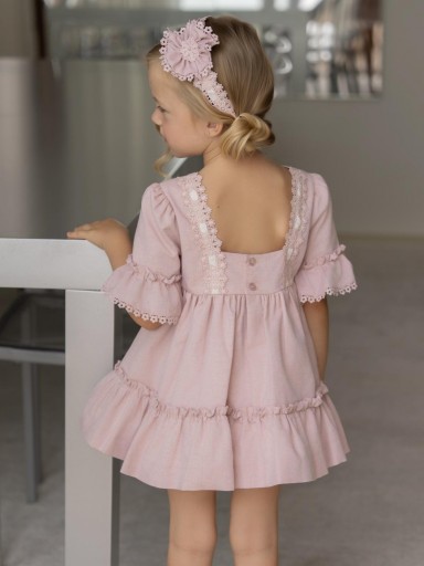 Miranda Vestido Infantil Ceremonia Rosa Pasacintas "Orquidea" 0240/V