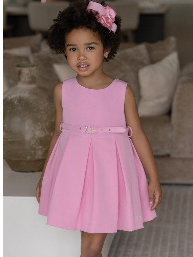 Miranda Vestido Infantil Ceremonia Rosa Falda Tablas "Azalea" 0232/V