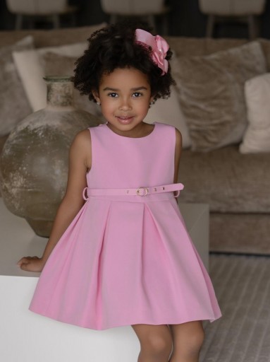 Miranda Vestido Infantil Ceremonia Rosa Falda Tablas "Azalea" 0232/V [5]