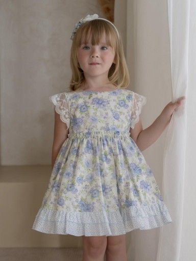 Miranda Vestido Infantil Flores Volante Topos "Crisantemo" 0236/V [3]