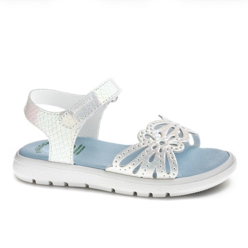 Pablosky Sandalia Niña Piel Grabado Floral Velcro Kansas Blanco 448800 [0]