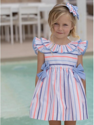 Miranda Vestido Infantil Rayas Cuello y Lazadas "Peonía" 0244/V