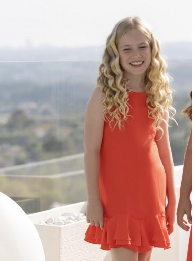 Miranda Vestido Niña Naranja Tirantes Volante bajo "Clavel" 0302/V [2]