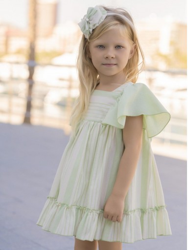 Miranda Vestido Infantil Rayas Verde "Azuzena" 0245/V