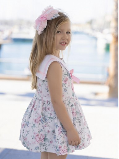Miranda Vestido Infantil Estampado Flores Cuello Marinero Lazada "Camelia" 0252/V [1]