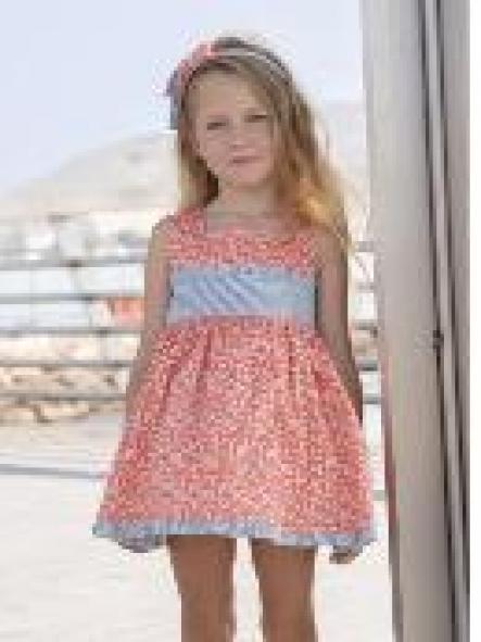 Miranda Vestido Infantil Estampado Flores Volante Rayas "Pensamiento" 0605/V [6]