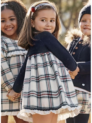 Juliana Vistiendo Bebés Vestido Cuerpo Punto cuadros Cuello 24638 [2]