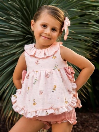 Daniesty Jesusito Bebe Short Rosa Blusa Rosa Estampada Robots Familia Marte 001 [0]