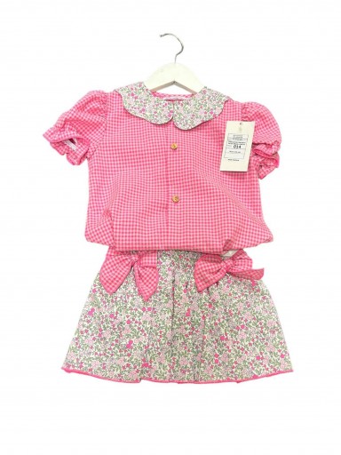 Daniesty Conjunto Infantil Falda Braga Liberty Lazadas Camisa Cuadros Vichy Flúor Charleston014 [1]