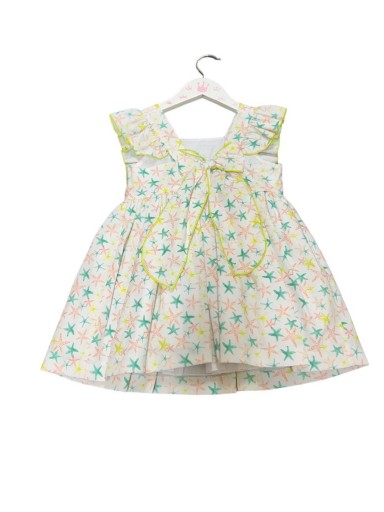 Daniesty Vestido infantil Vuelo Estampado Estrellas de Mar Lazada Espalda Volantes berlin002 [1]