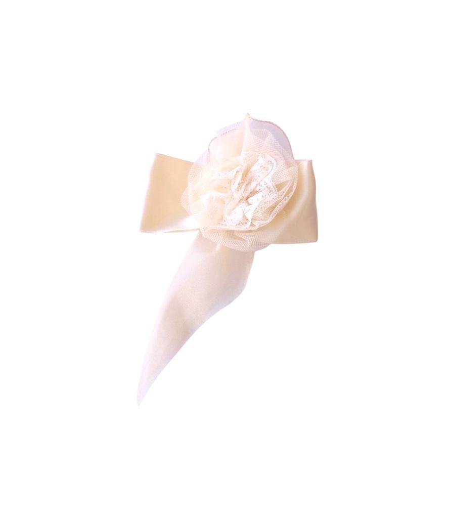 Comunión Prendido Aplicacion lazo puntilla perla P0052 Beige