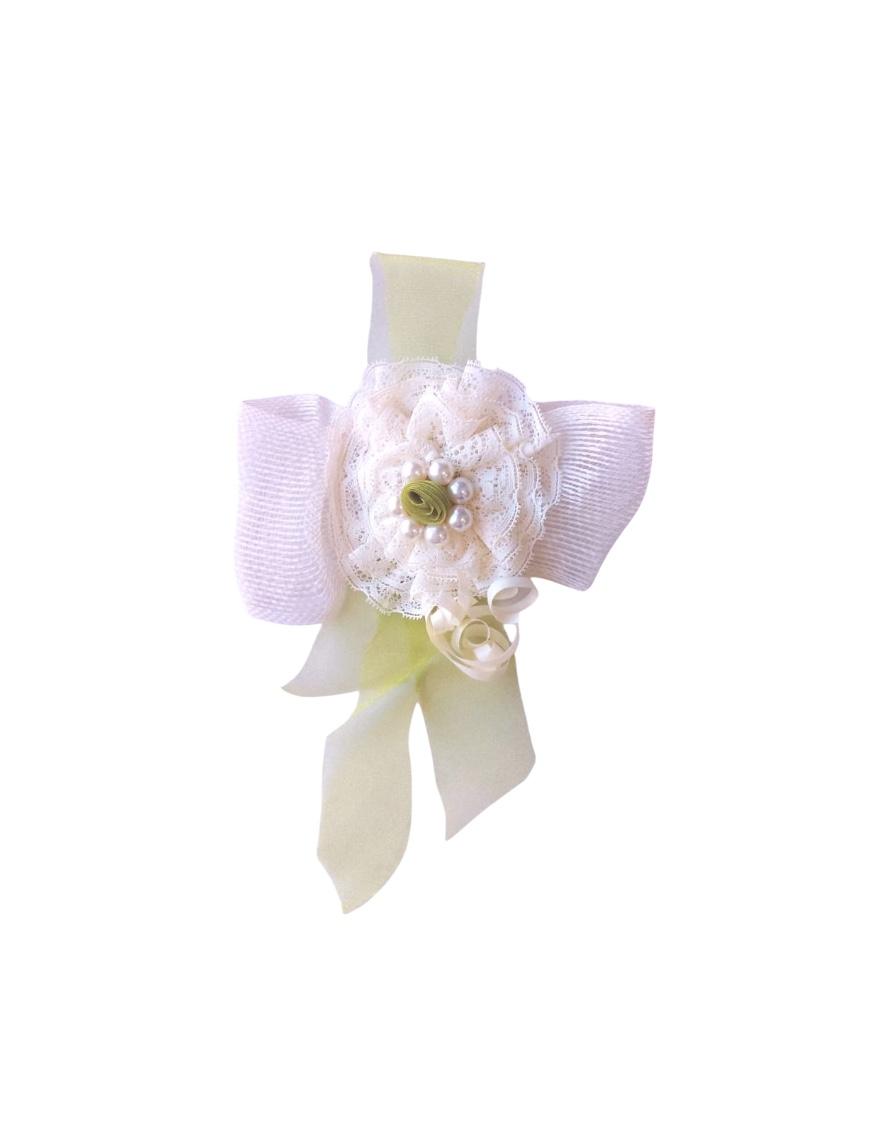Comunión Prendido Lazo Encaje perla P0058 Verde