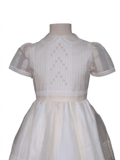 Vestido Comunión Niña Seda natural Modelo Flora 26044 Beig [0]